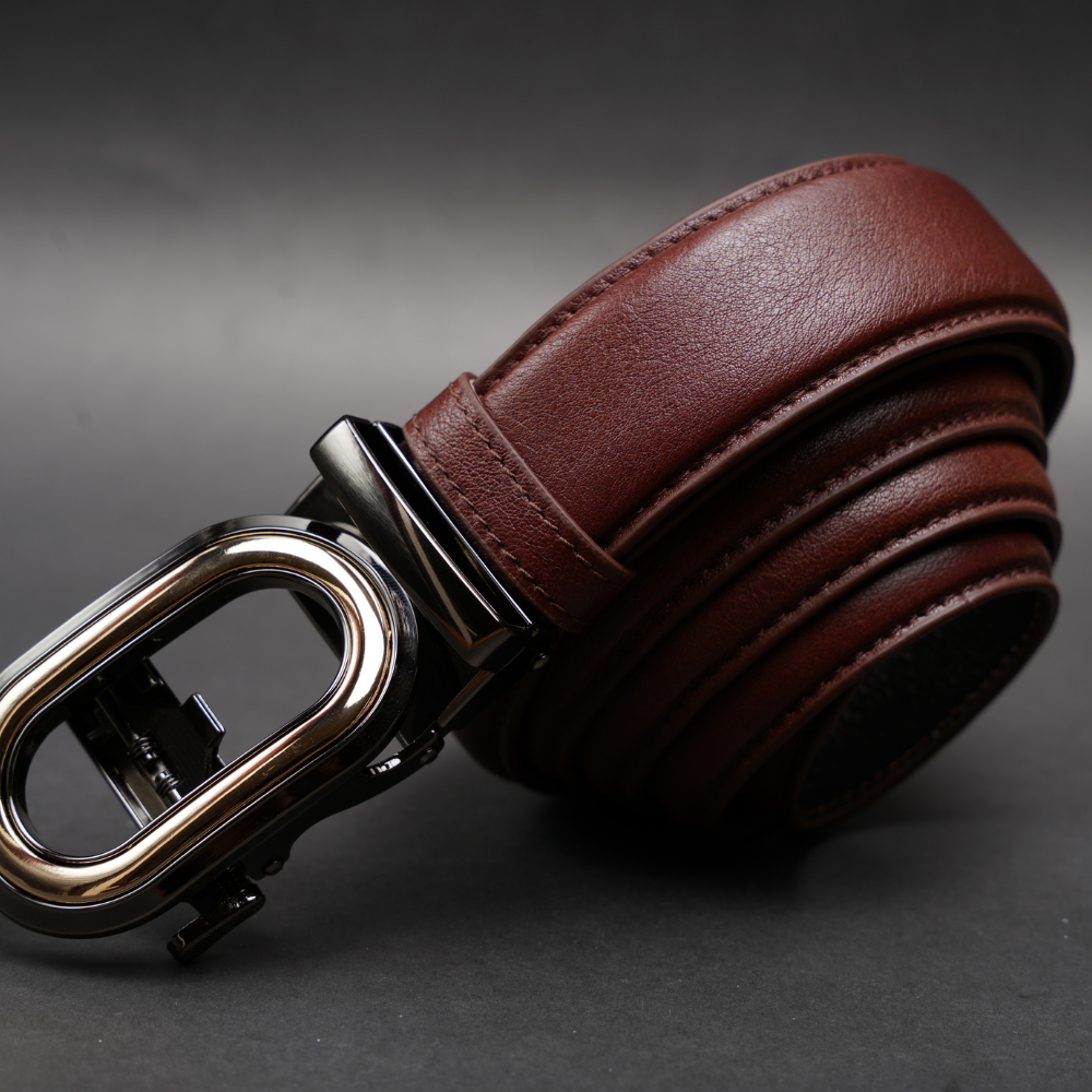 Zays Handcrafted Imported Genuine Leather Auto Gear Belt for Men – Premium Quality, Adjustable, Stylish & Durable - (BC121-BS112-Antique Brown) - Image 3