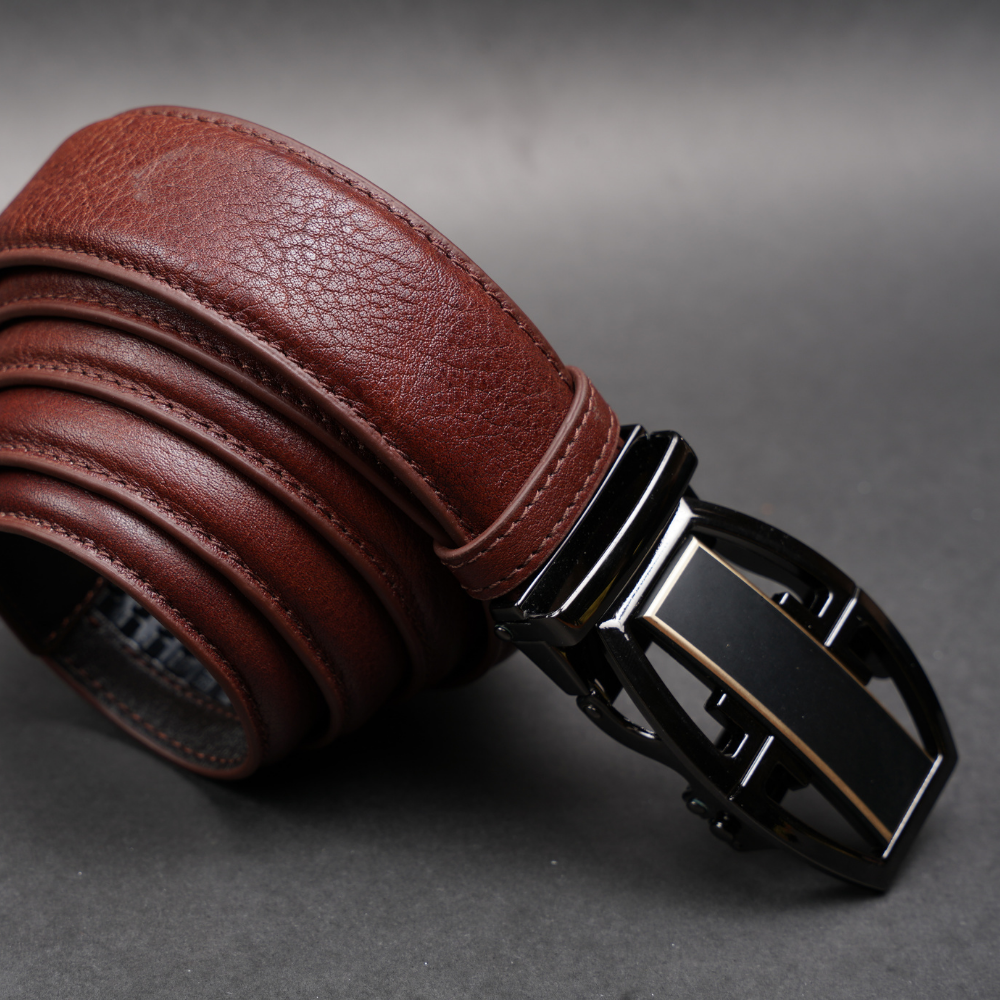 Zays Handcrafted Imported Genuine Leather Auto Gear Belt for Men – Premium Quality, Adjustable, Stylish & Durable - (BC129-BS112-Antique Brown) - Image 6