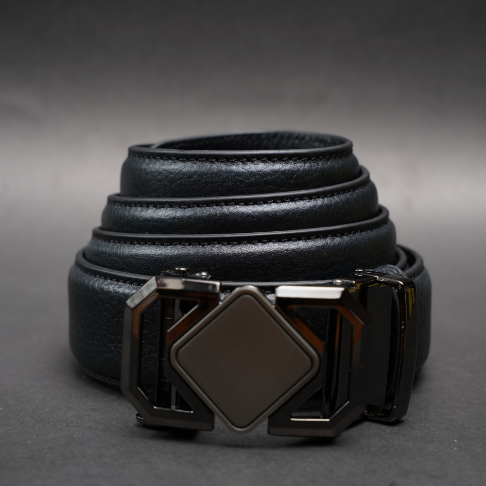 Zays Handcrafted Imported Genuine Leather Auto Gear Belt for Men – Premium Quality, Adjustable, Stylish & Durable - (BC124-BS110-Black)