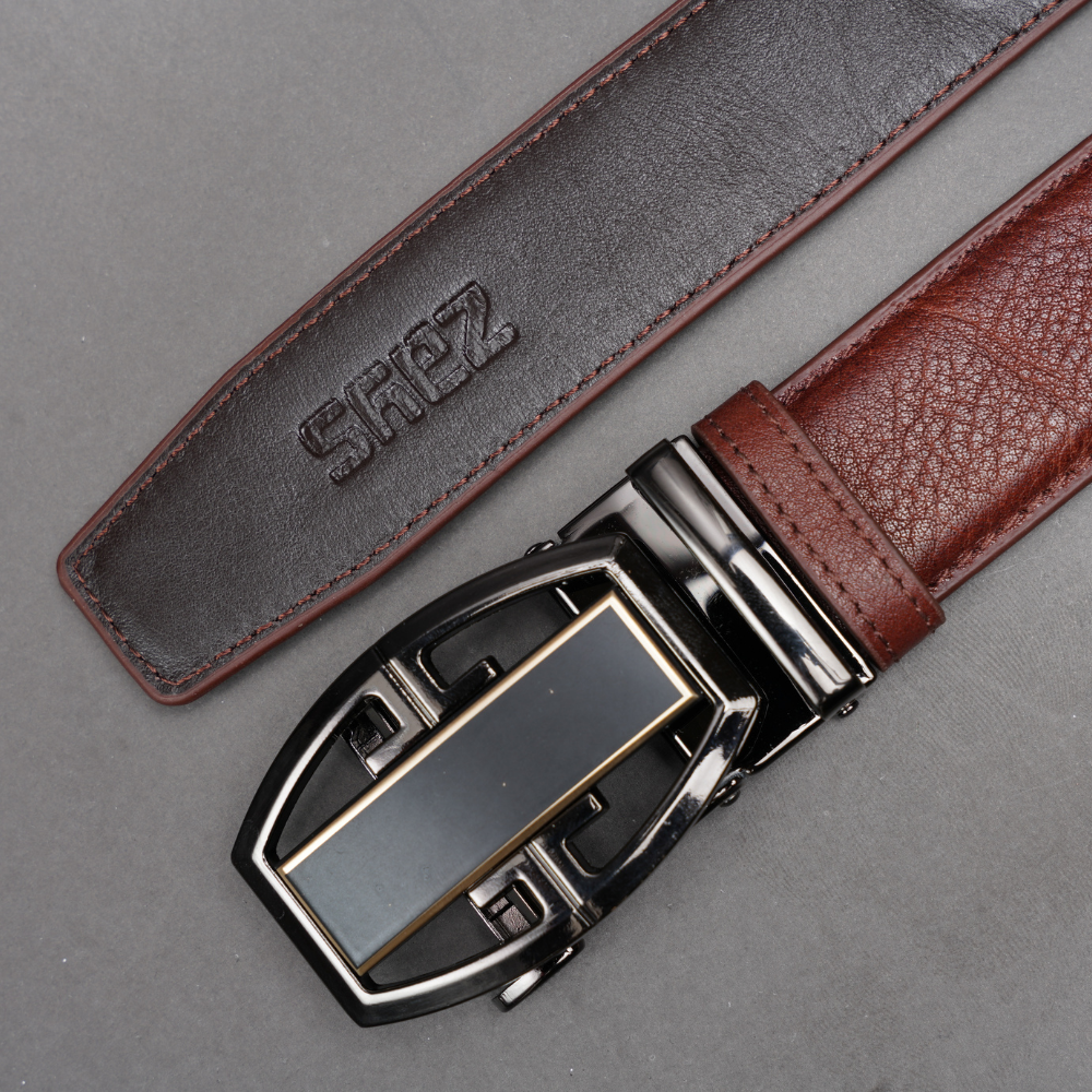 Zays Handcrafted Imported Genuine Leather Auto Gear Belt for Men – Premium Quality, Adjustable, Stylish & Durable - (BC129-BS112-Antique Brown) - Image 4