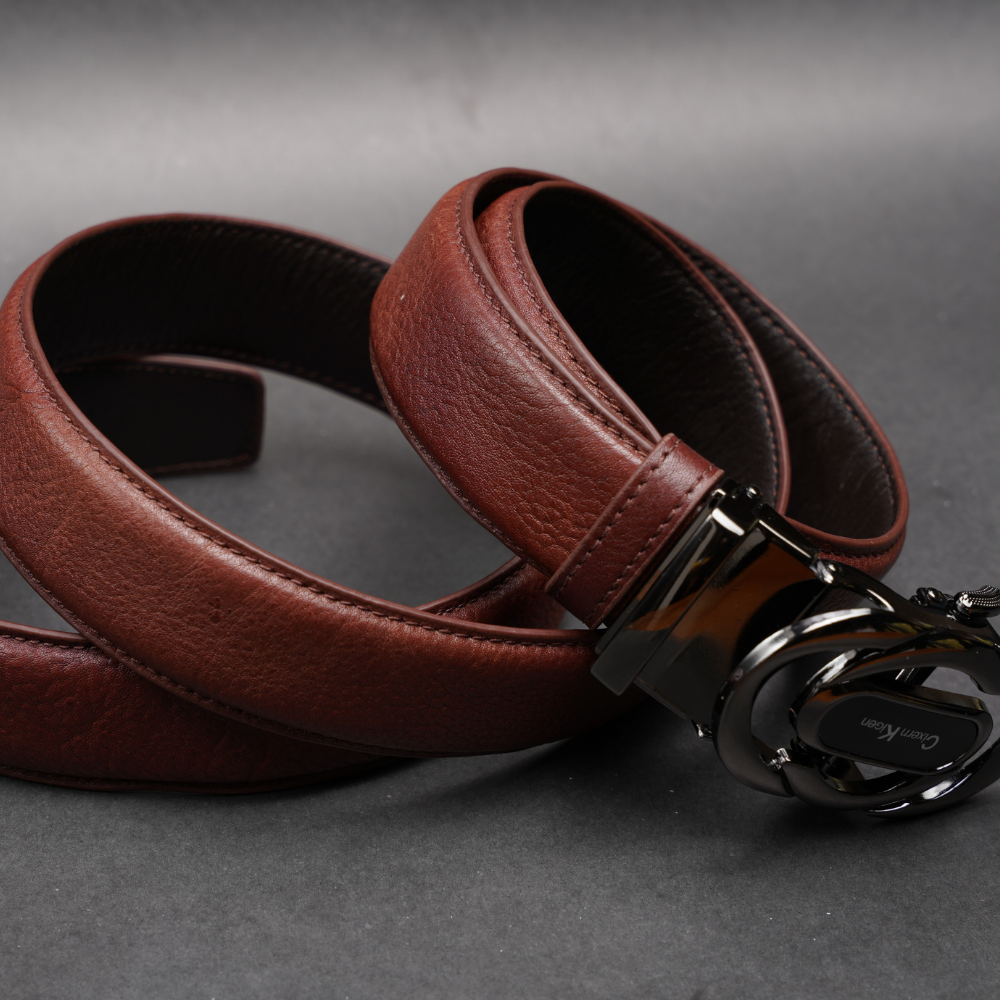Zays Handcrafted Imported Genuine Leather Auto Gear Belt for Men – Premium Quality, Adjustable, Stylish & Durable - (BC122-BS112-Antique Brown) - Image 3