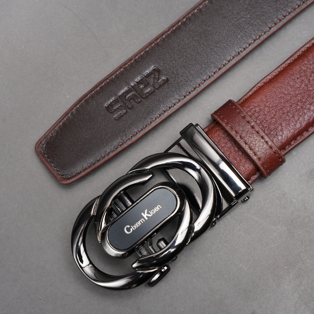 Zays Handcrafted Imported Genuine Leather Auto Gear Belt for Men – Premium Quality, Adjustable, Stylish & Durable - (BC122-BS112-Antique Brown) - Image 8