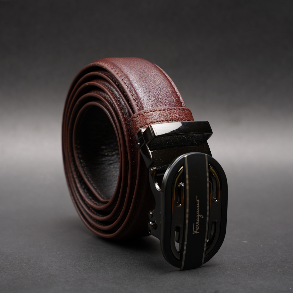 Zays Handcrafted Imported Genuine Leather Auto Gear Belt for Men – Premium Quality, Adjustable, Stylish & Durable - (BC123-BS112-Antique Brown)