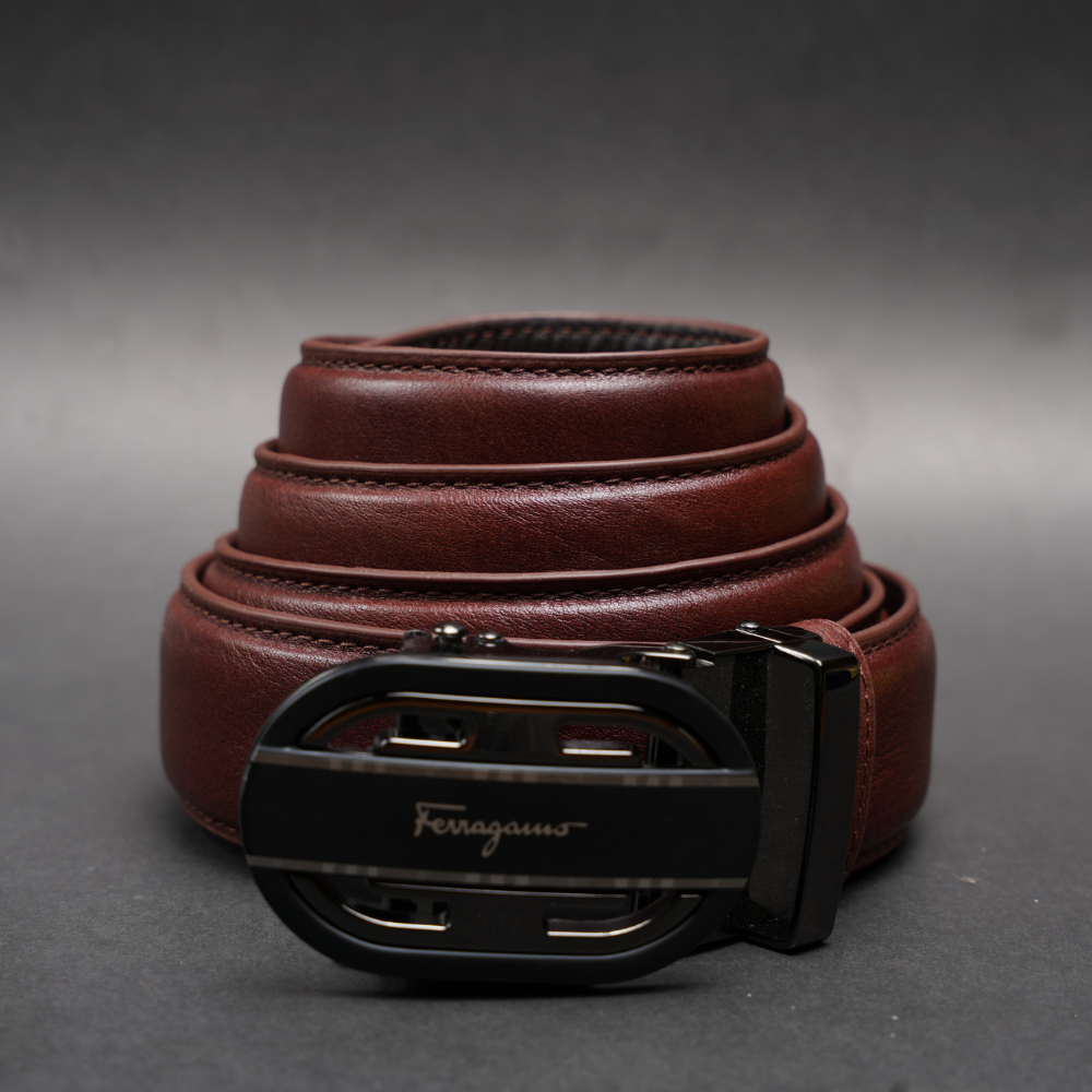 Zays Handcrafted Imported Genuine Leather Auto Gear Belt for Men – Premium Quality, Adjustable, Stylish & Durable - (BC123-BS112-Antique Brown) - Image 2