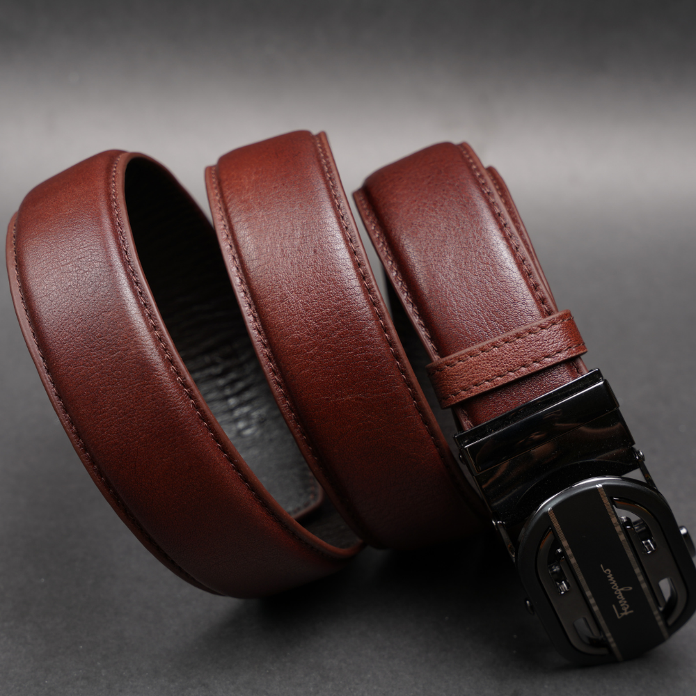 Zays Handcrafted Imported Genuine Leather Auto Gear Belt for Men – Premium Quality, Adjustable, Stylish & Durable - (BC123-BS112-Antique Brown) - Image 4