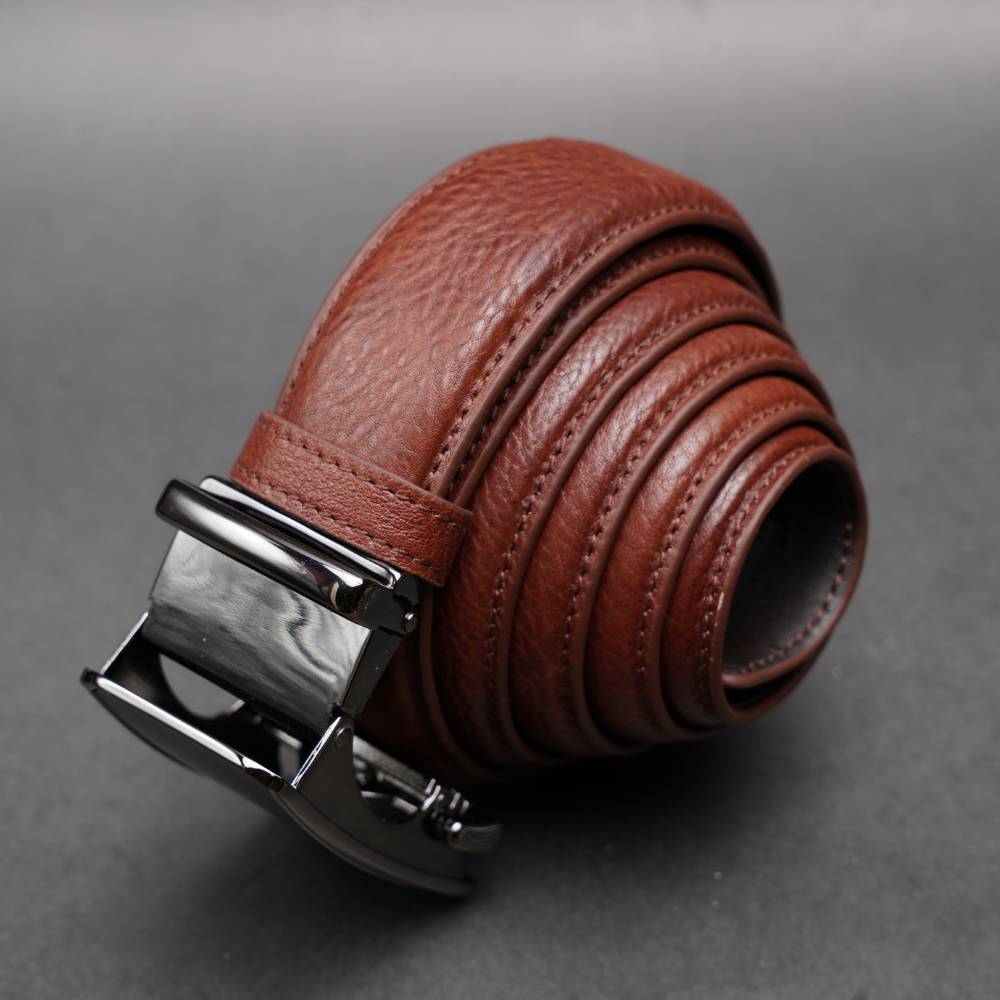 Zays Handcrafted Imported Genuine Leather Auto Gear Belt for Men – Premium Quality, Adjustable, Stylish & Durable - (BC127-BS112-Antique Brown) - Image 2