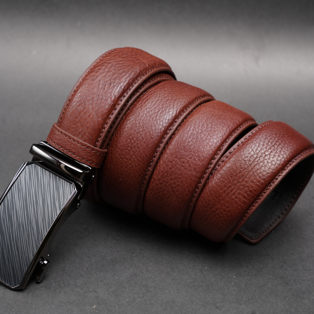 Zays Handcrafted Imported Genuine Leather Auto Gear Belt for Men – Premium Quality, Adjustable, Stylish & Durable - (BC127-BS112-Antique Brown) - Image 4