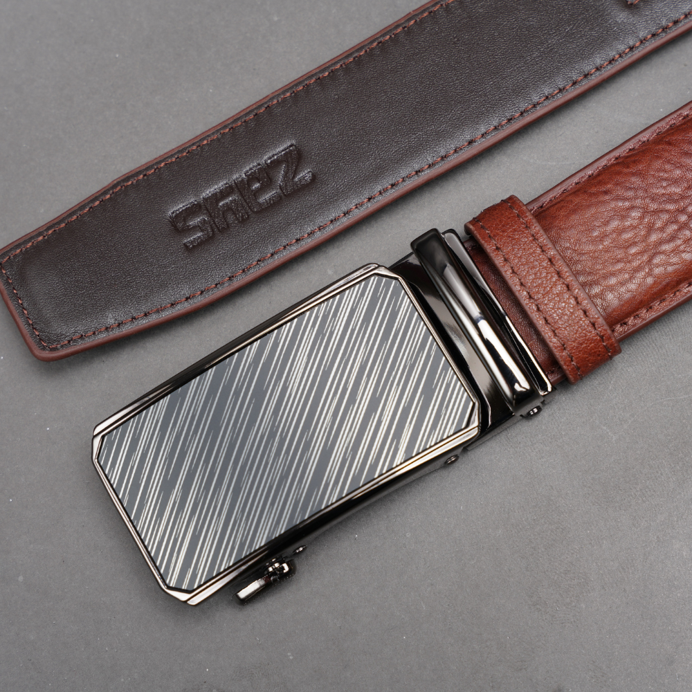 Zays Handcrafted Imported Genuine Leather Auto Gear Belt for Men – Premium Quality, Adjustable, Stylish & Durable - (BC127-BS112-Antique Brown) - Image 3