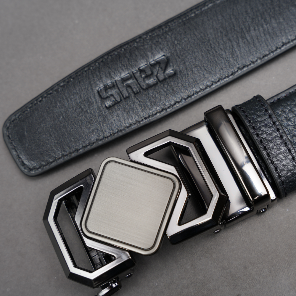 Zays Handcrafted Imported Genuine Leather Auto Gear Belt for Men – Premium Quality, Adjustable, Stylish & Durable - (BC124-BS110-Black) - Image 3