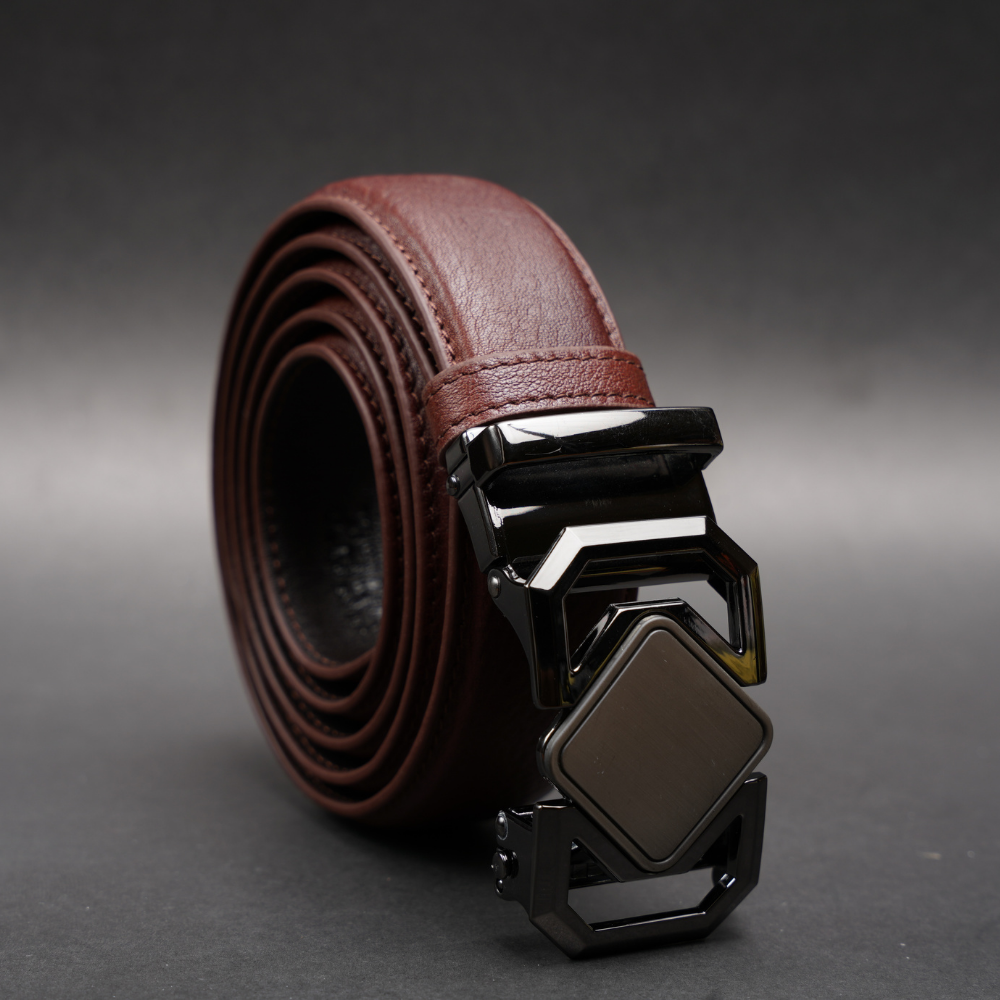 Zays Handcrafted Imported Genuine Leather Auto Gear Belt for Men – Premium Quality, Adjustable, Stylish & Durable - (BC124-BS112-Antique Brown) - Image 2