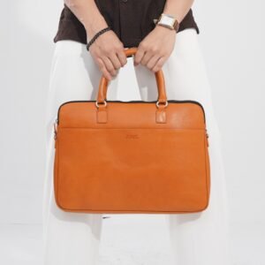 ZAYS Handmade Genuine Leather Executive Laptop Bag for Unisex - Brown