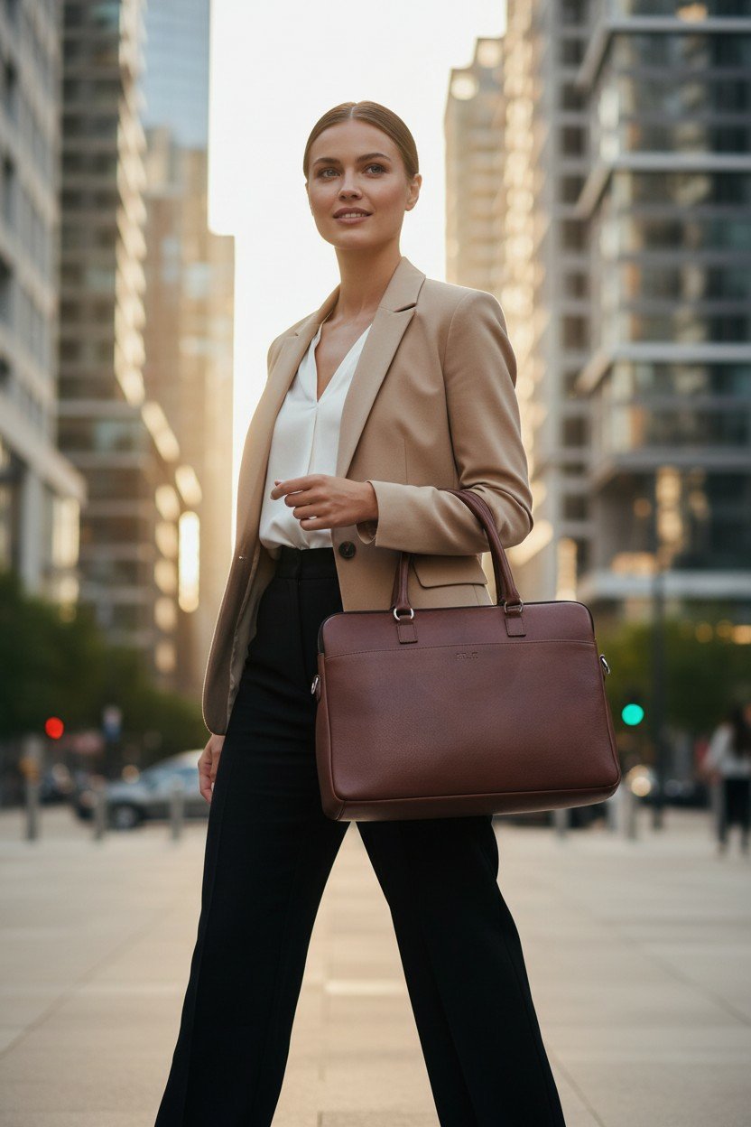 ZAYS Handmade Genuine Leather Executive Laptop Bag for Unisex - Antique Brown - Image 8