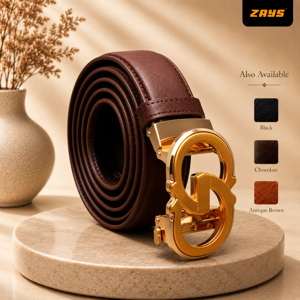 Zays Handcrafted Imported Genuine Leather Auto Gear Belt for Men – Premium Quality, Adjustable, Stylish & Durable - BC146