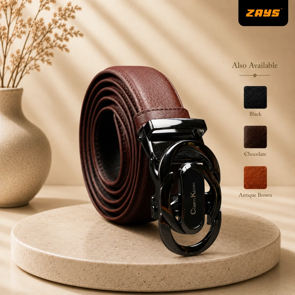 Zays Handcrafted Imported Genuine Leather Auto Gear Belt for Men – Premium Quality, Adjustable, Stylish & Durable - BC122
