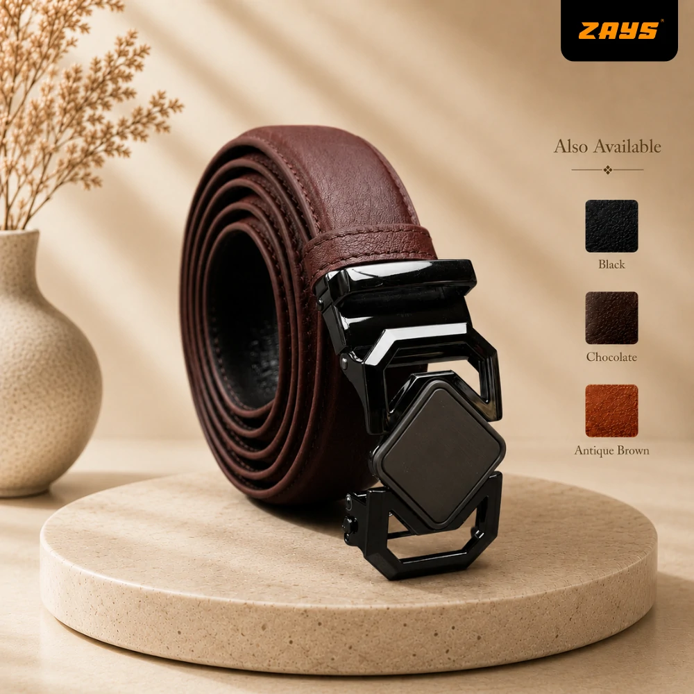 Zays Handcrafted Imported Genuine Leather Auto Gear Belt for Men – Premium Quality, Adjustable, Stylish & Durable - BC124
