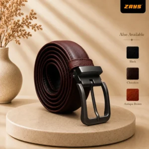 Zays Handcrafted Genuine Leather Belt for Men – Premium Quality, Adjustable, Stylish & Durable (BC101-P)