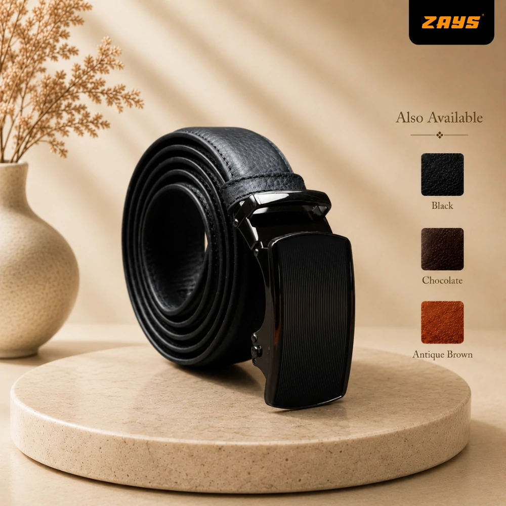 Zays Handcrafted Imported Genuine Leather Auto Gear Belt for Men – Premium Quality, Adjustable, Stylish & Durable - BC125