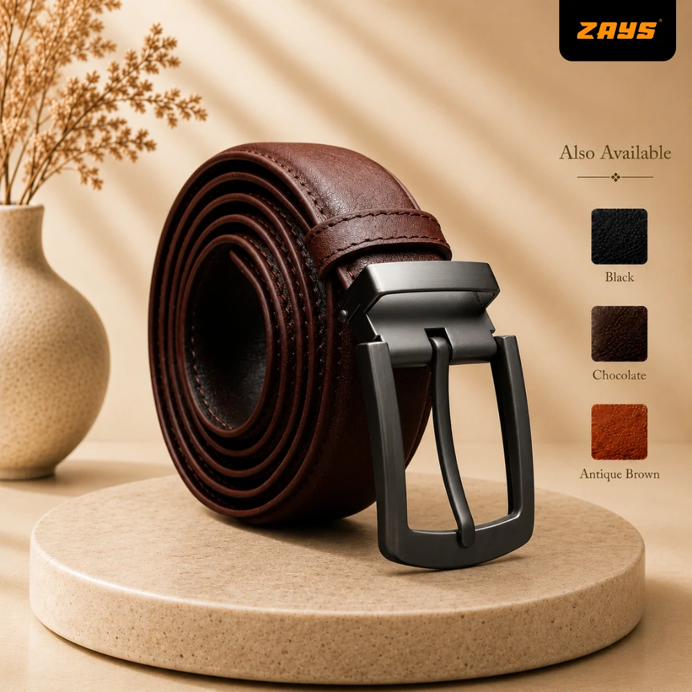 Zays Handcrafted Genuine Leather Belt for Men – Premium Quality, Adjustable, Stylish & Durable (BC103-P)