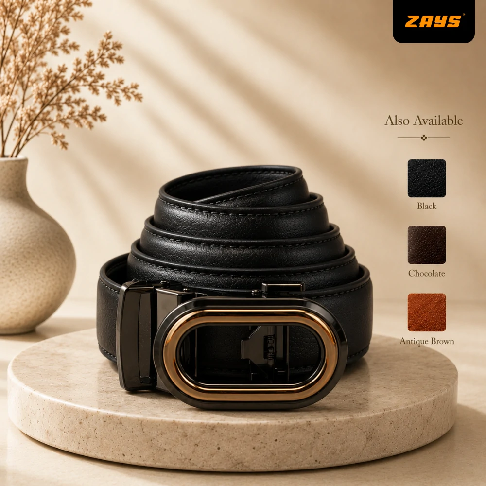Zays Handcrafted Imported Genuine Leather Auto Gear Belt for Men – Premium Quality, Adjustable, Stylish & Durable - BC121