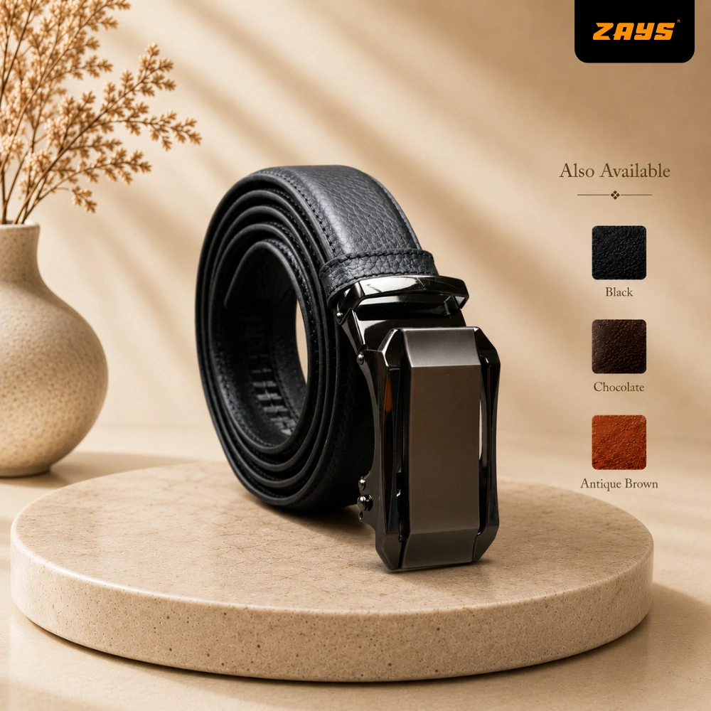 Zays Handcrafted Imported Genuine Leather Auto Gear Belt for Men – Premium Quality, Adjustable, Stylish & Durable - BC135
