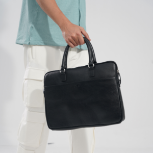 ZAYS Handmade Genuine Leather Executive Laptop Bag for Unisex - Black