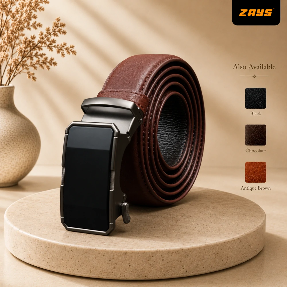 Zays Handcrafted Imported Genuine Leather Auto Gear Belt for Men – Premium Quality, Adjustable, Stylish & Durable - BC137