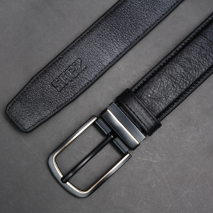 Zays Handcrafted Genuine Leather Belt for Men – Premium Quality, Adjustable, Stylish & Durable (BC104-BS105-Black)