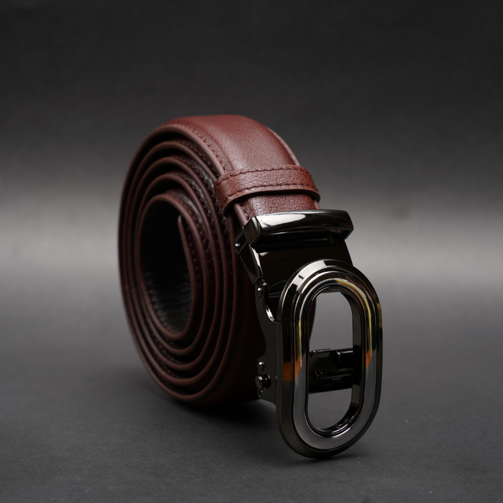 Zays Handcrafted Imported Genuine Leather Auto Gear Belt for Men – Premium Quality, Adjustable, Stylish & Durable (BC140-Antique Brown)