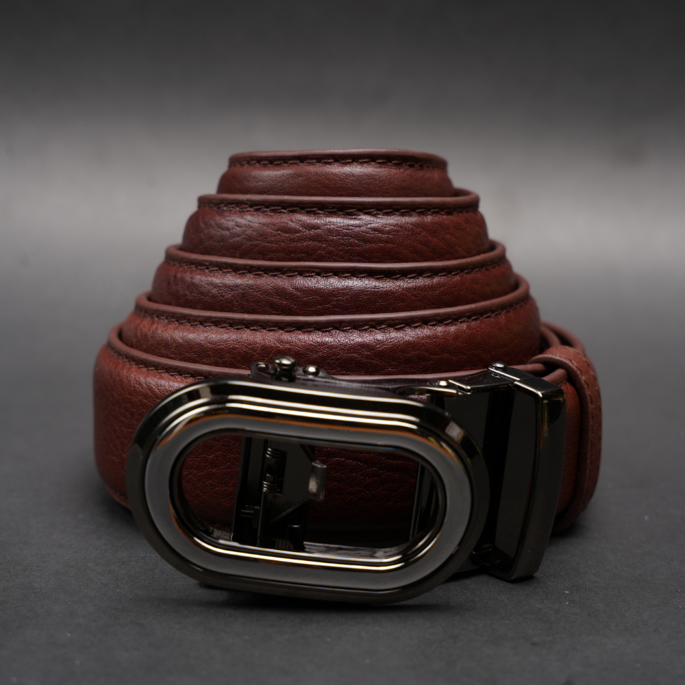 Zays Handcrafted Imported Genuine Leather Auto Gear Belt for Men – Premium Quality, Adjustable, Stylish & Durable (BC140-Antique Brown) - Image 2