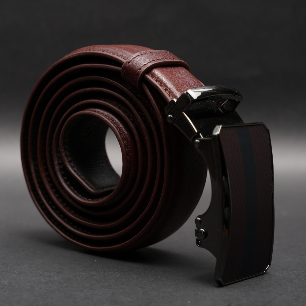 Zays Handcrafted Imported Genuine Leather Auto Gear Belt for Men – Premium Quality, Adjustable, Stylish & Durable (BC148-Antique Brown)