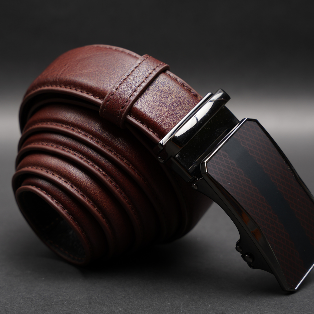 Zays Handcrafted Imported Genuine Leather Auto Gear Belt for Men – Premium Quality, Adjustable, Stylish & Durable (BC148-Antique Brown) - Image 2