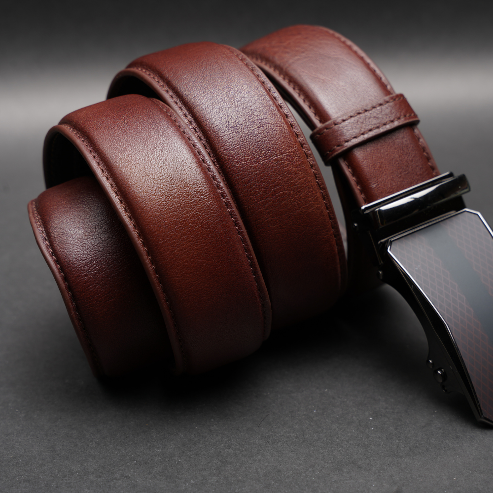 Zays Handcrafted Imported Genuine Leather Auto Gear Belt for Men – Premium Quality, Adjustable, Stylish & Durable (BC148-Antique Brown) - Image 3