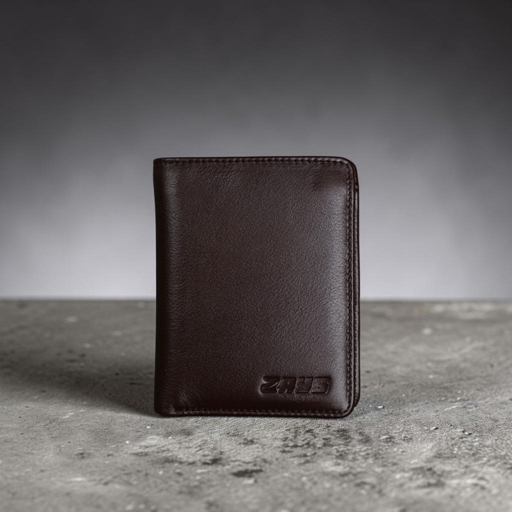 Zays Handcrafted Premium Leather Bifold Short Wallet (SW114-Chocolate)