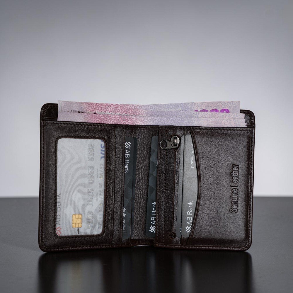 Zays Handcrafted Premium Leather Bifold Short Wallet (SW114-Chocolate) - Image 2
