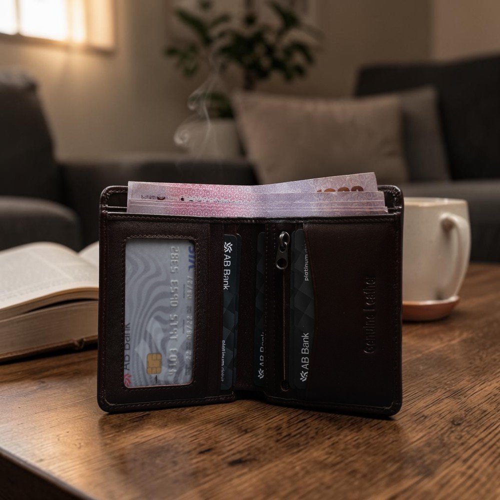 Zays Handcrafted Premium Leather Bifold Short Wallet (SW114-Chocolate) - Image 4