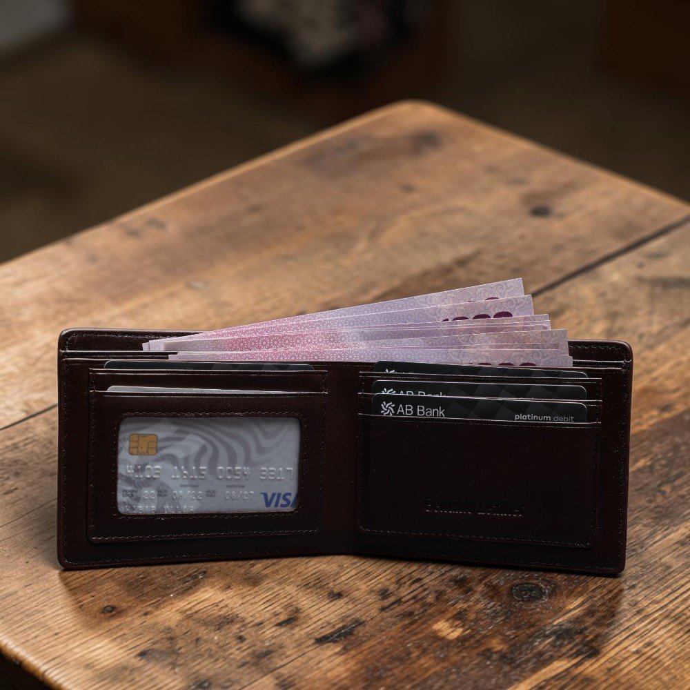 Zays Handcrafted Premium Leather Bifold Short Wallet (SW112-Chocolate)