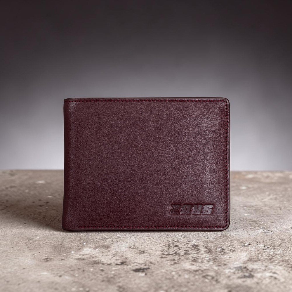 Zays Handcrafted Premium Leather Bifold Short Wallet (SW120-Maroon)