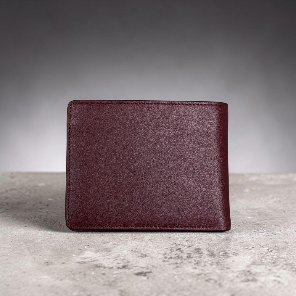 Zays Handcrafted Premium Leather Bifold Short Wallet (SW120-Maroon) - Image 4