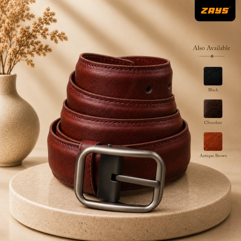 Zays Handcrafted Genuine Leather Belt for Men – Premium Quality, Adjustable, Stylish & Durable - BC109