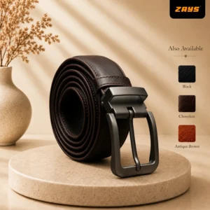 Zays Handcrafted Genuine Leather Belt for Men – Premium Quality, Adjustable, Stylish & Durable (BC101-R)