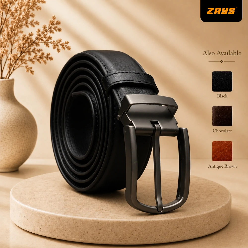 Zays Handcrafted Genuine Leather Belt for Men – Premium Quality, Adjustable, Stylish & Durable (BC102-R)