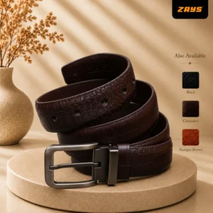 Zays Handcrafted Genuine Leather Belt for Men – Premium Quality, Adjustable, Stylish & Durable (BC101-L)