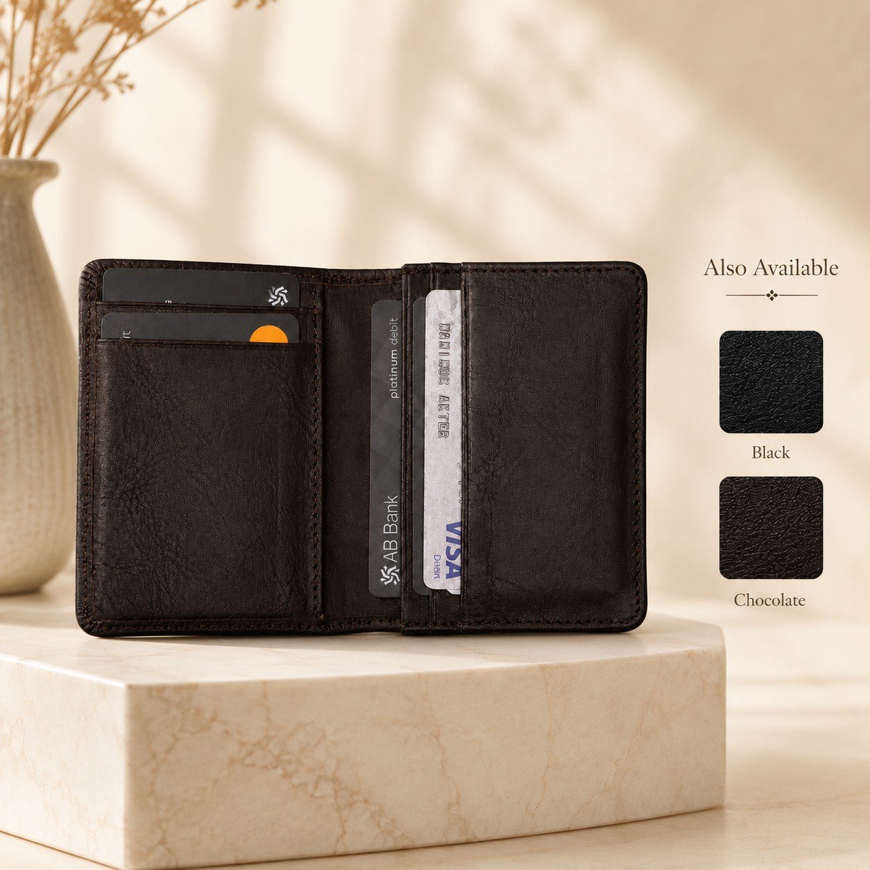 Zays Handcrafted Premium Leather Super Slim Card Holder Mini Wallet (CW121-122)