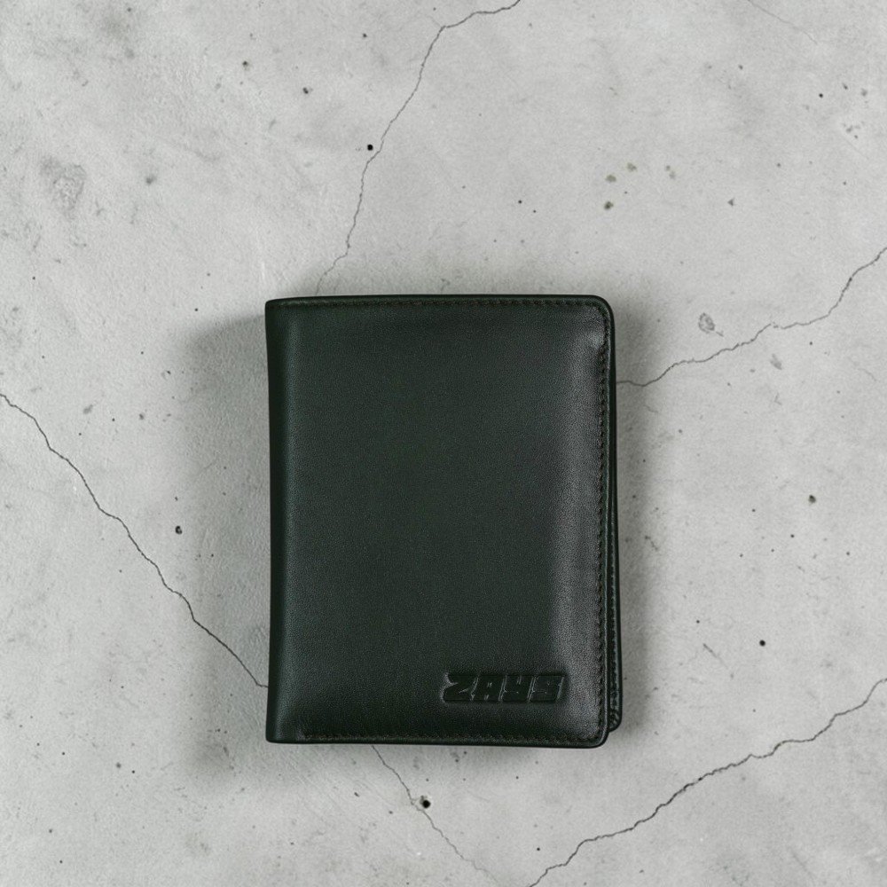 Zays Handcrafted Oil Pull Up Premium Leather Bifold Short Wallet (SW117-Green)