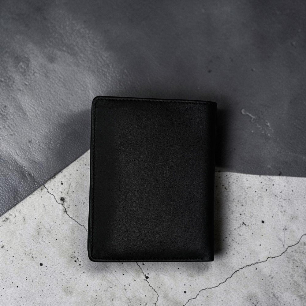 Zays Handcrafted Oil Pull Up Premium Leather Bifold Short Wallet (SW115-Black) - Image 3