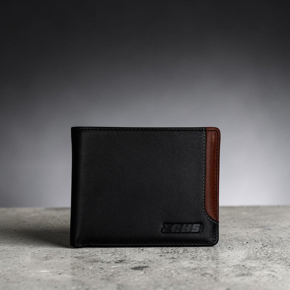 Zays Handcrafted Premium Leather Bifold Short Wallet (SW147-Black)