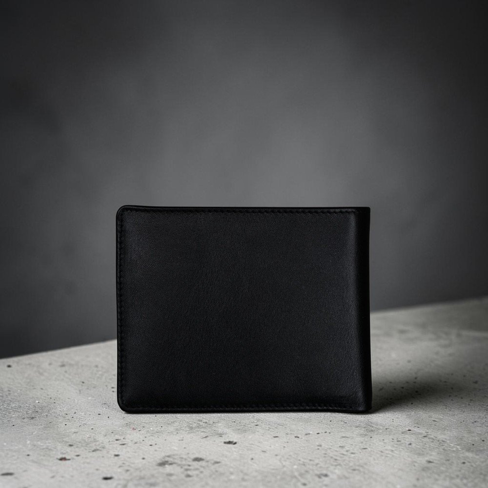 Zays Handcrafted Premium Leather Bifold Short Wallet (SW147-Black) - Image 6