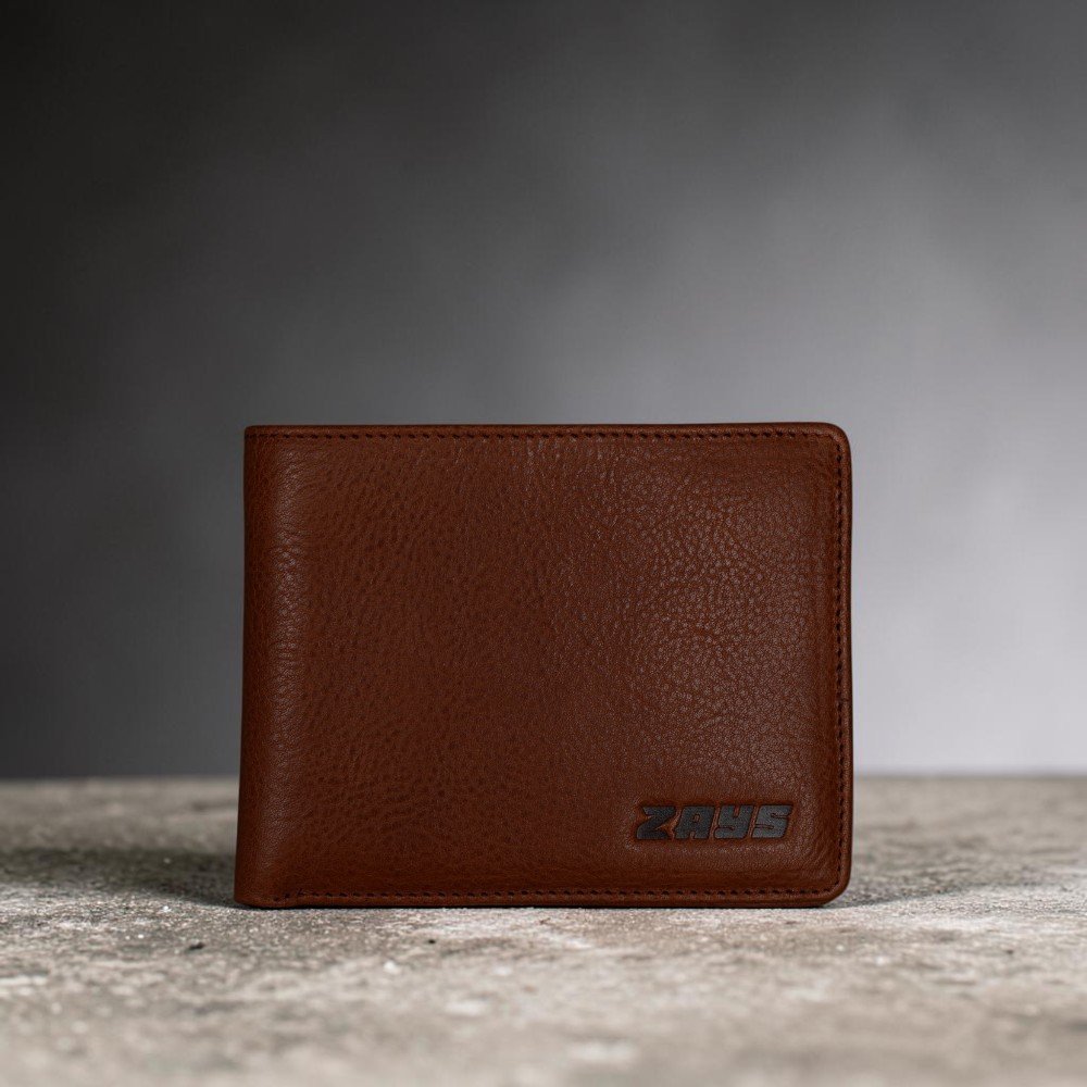 Zays Handcrafted Premium Leather Bifold Short Wallet (SW140-Brown) - Image 2