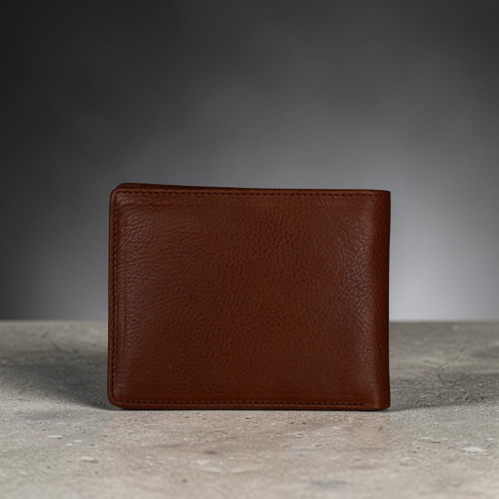 Zays Handcrafted Premium Leather Bifold Short Wallet (SW140-Brown) - Image 7