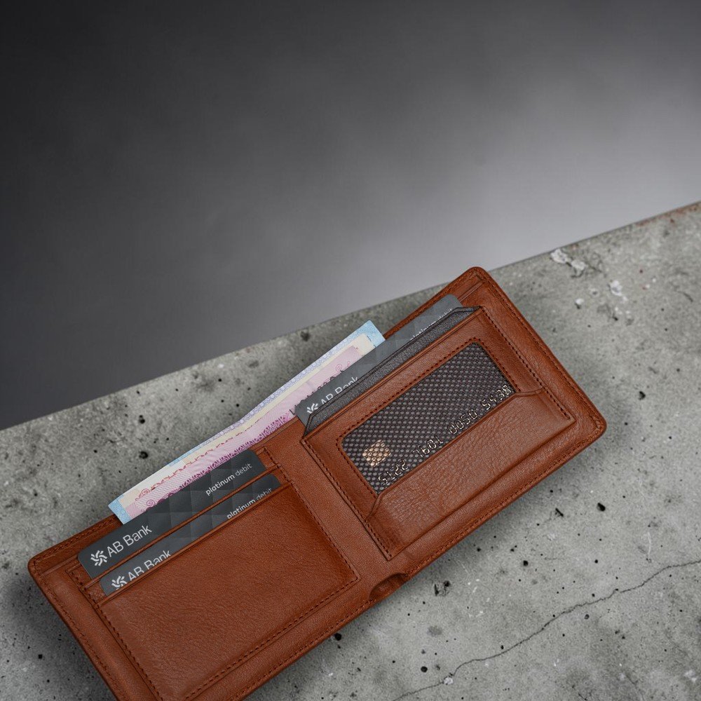 Zays Handcrafted Premium Leather Bifold Short Wallet (SW140-Brown) - Image 5